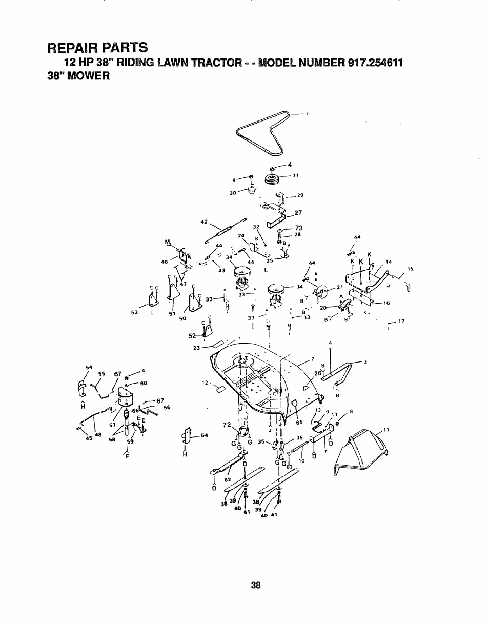 Repair parts | Craftsman 917.254611 User Manual | Page 38 / 52