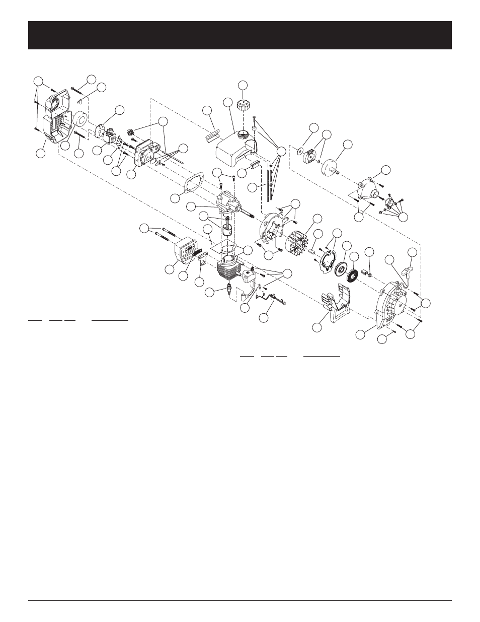 Parts list, Engine parts: model mini-tiller edger 2-cycle gas | Craftsman 316.29256 User Manual | Page 35 / 40