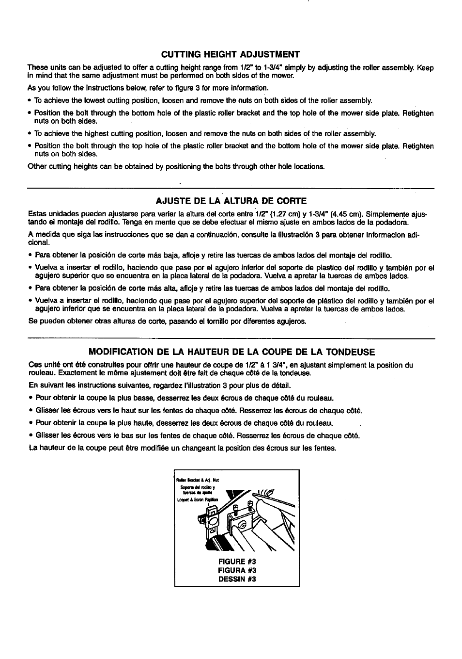 Cutting height adjustment, Ajuste de la altura de corte | Craftsman 291.37614 User Manual | Page 2 / 7