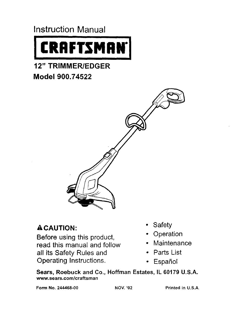 Craftsman 900.74522 User Manual | 7 pages