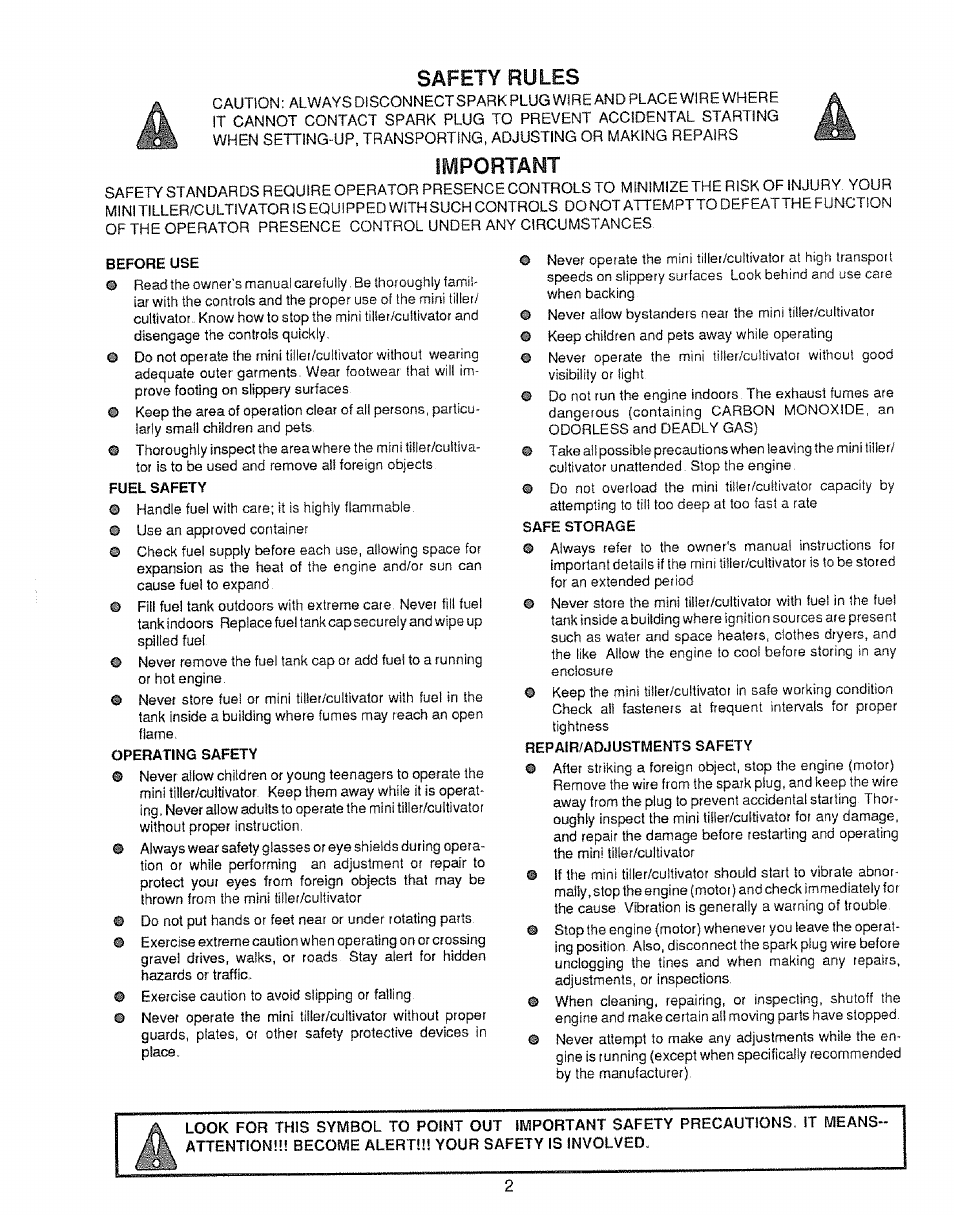 Safety rules, Important | Craftsman 536.797500 User Manual | Page 2 / 20