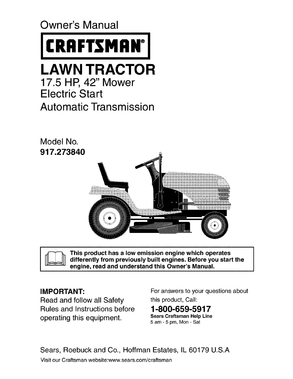 Craftsman 917.273840 User Manual | 60 pages