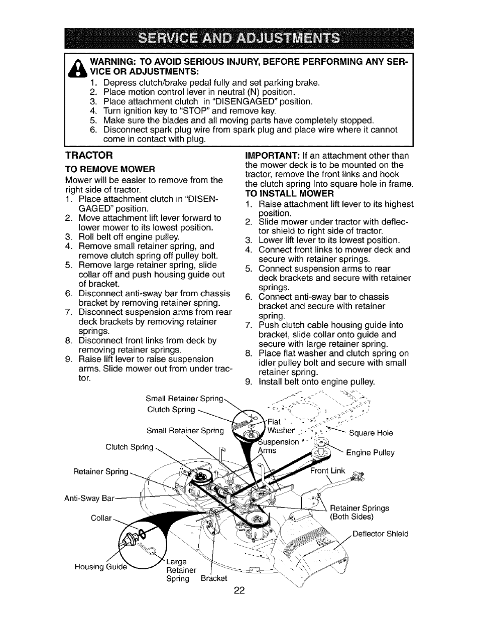 To remove mower | Craftsman 917.273840 User Manual | Page 22 / 60