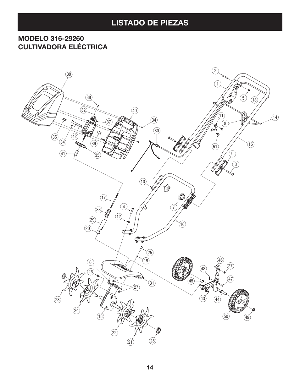 Listado de piezas | Craftsman 316.2926 User Manual | Page 30 / 32