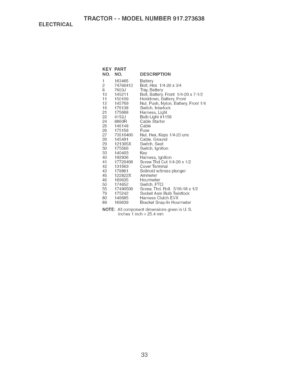 Electrical | Craftsman 917.273638 User Manual | Page 33 / 56