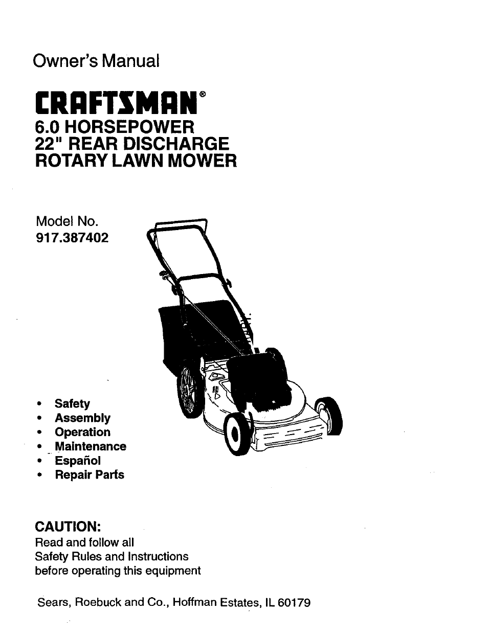 Craftsman 917.387402 User Manual | 29 pages