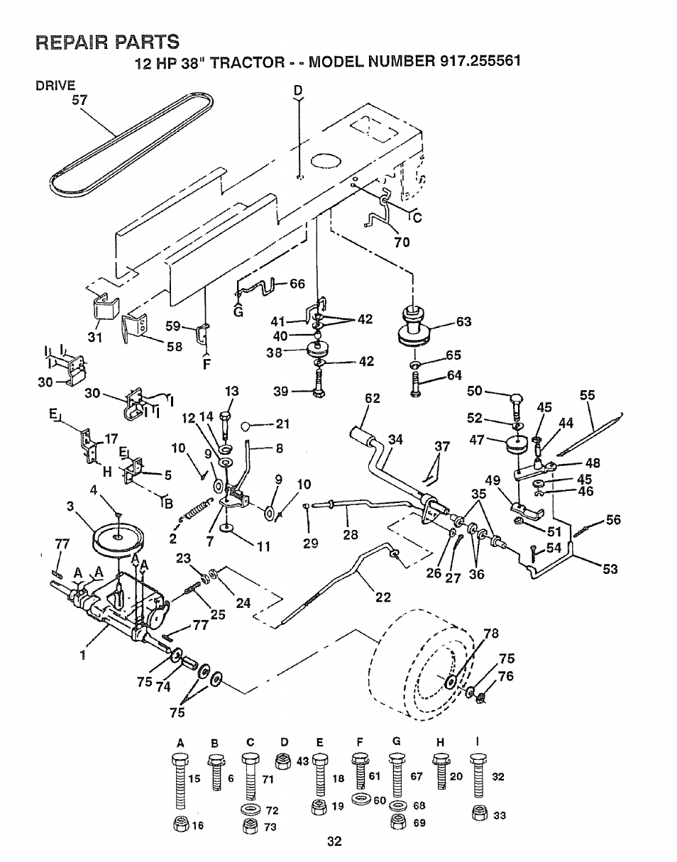 Repair parts | Craftsman 917.255561 User Manual | Page 32 / 52