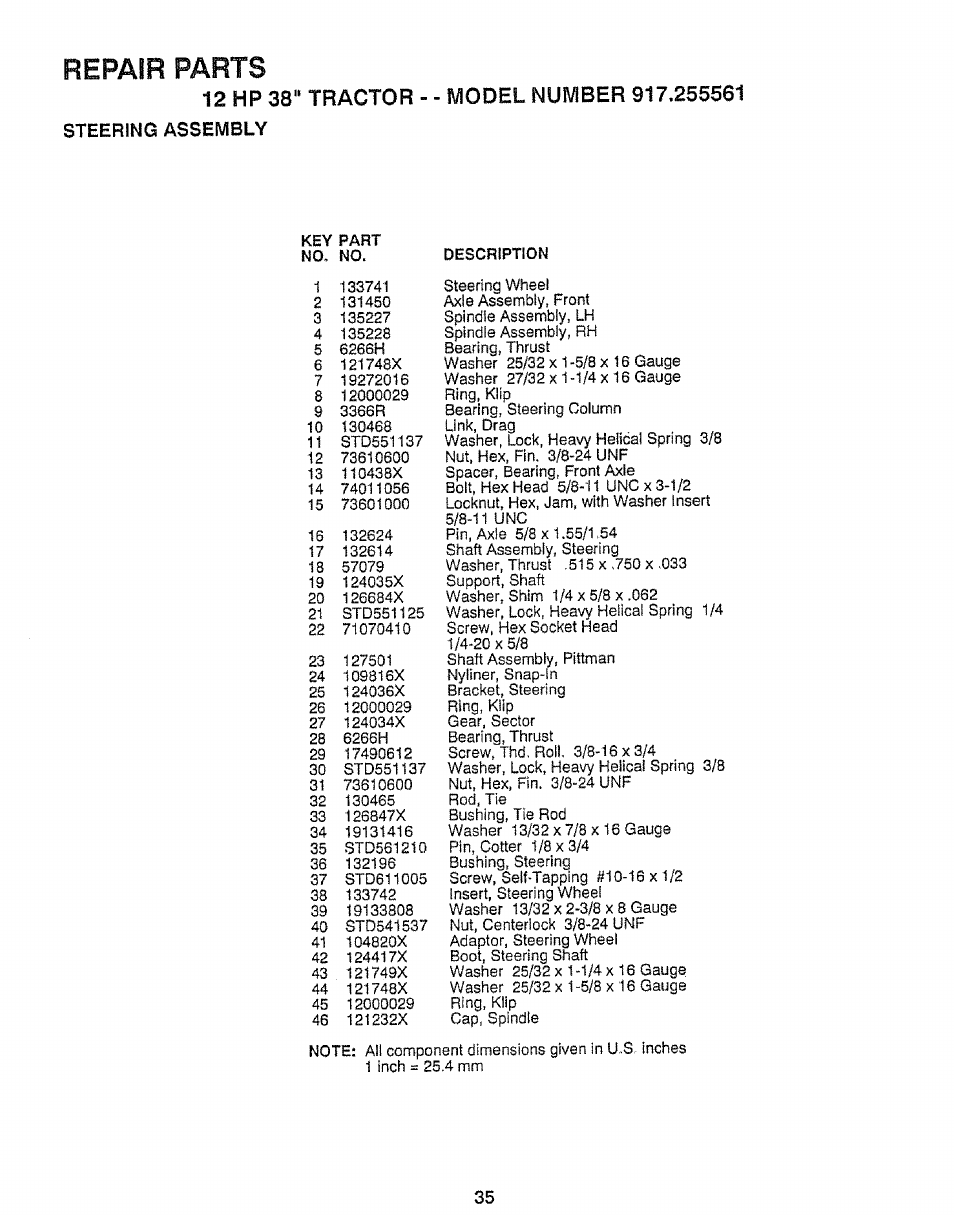 Repair parts | Craftsman 917.255561 User Manual | Page 35 / 52