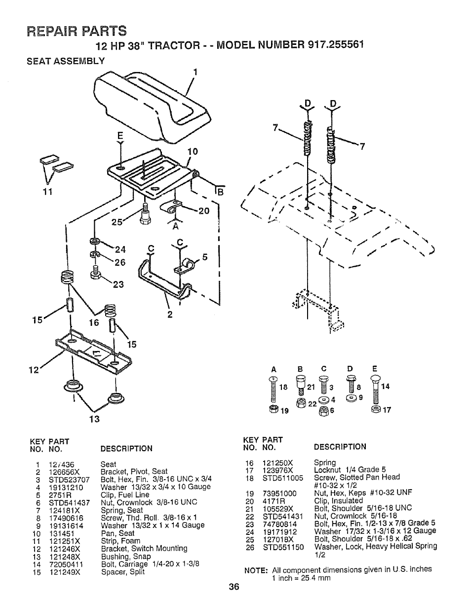 Repair parts | Craftsman 917.255561 User Manual | Page 36 / 52