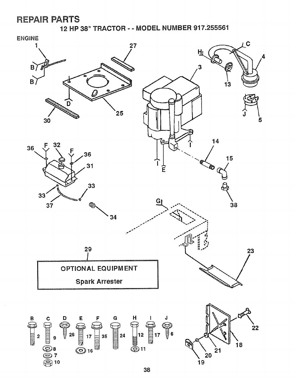 Repair parts | Craftsman 917.255561 User Manual | Page 38 / 52