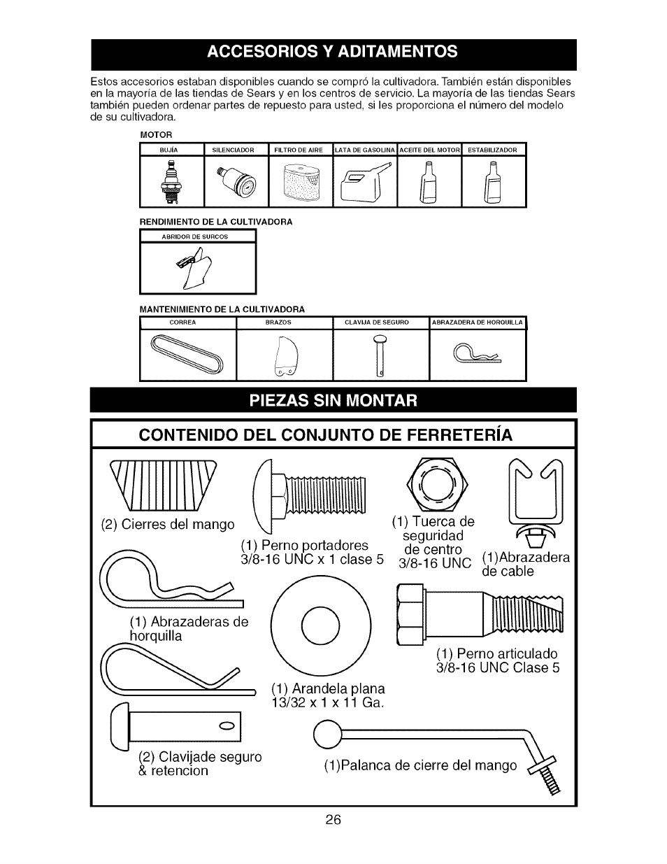 Accesorios y aditamentos, C? fw, Piezas sin montar | Craftsman 917.296040 User Manual | Page 26 / 56