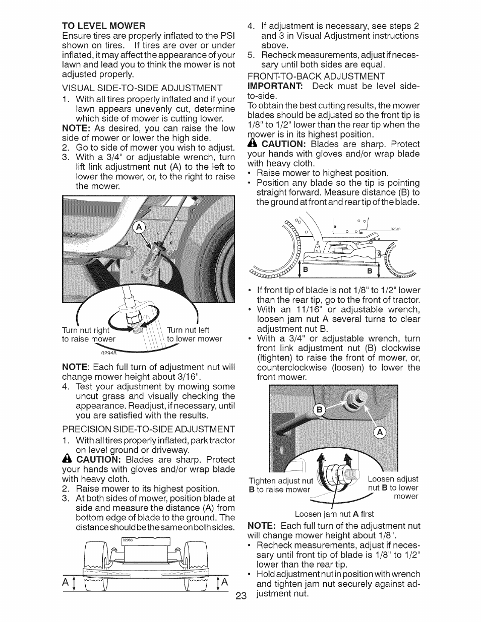 To level mower | Craftsman 917.28924 User Manual | Page 23 / 128