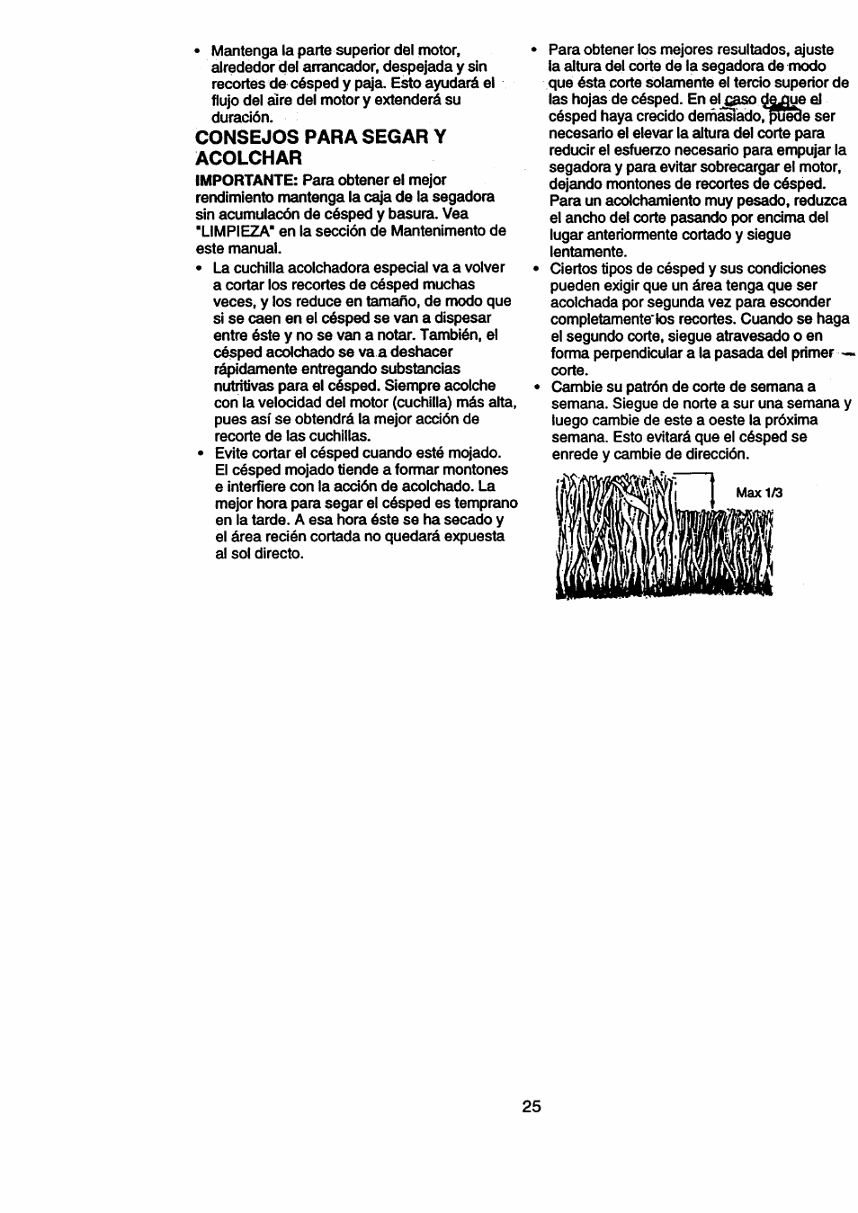 Consejos para segar y acolchar | Craftsman 917.377631 User Manual | Page 25 / 46