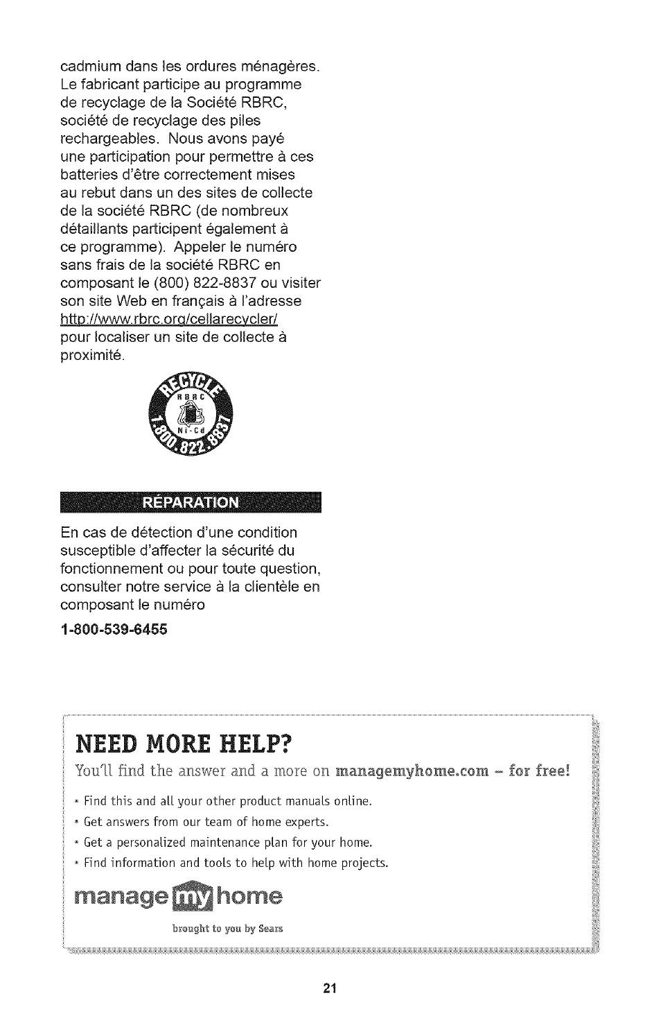 Manage home, Need more help | Craftsman 71.74292 User Manual | Page 21 / 22