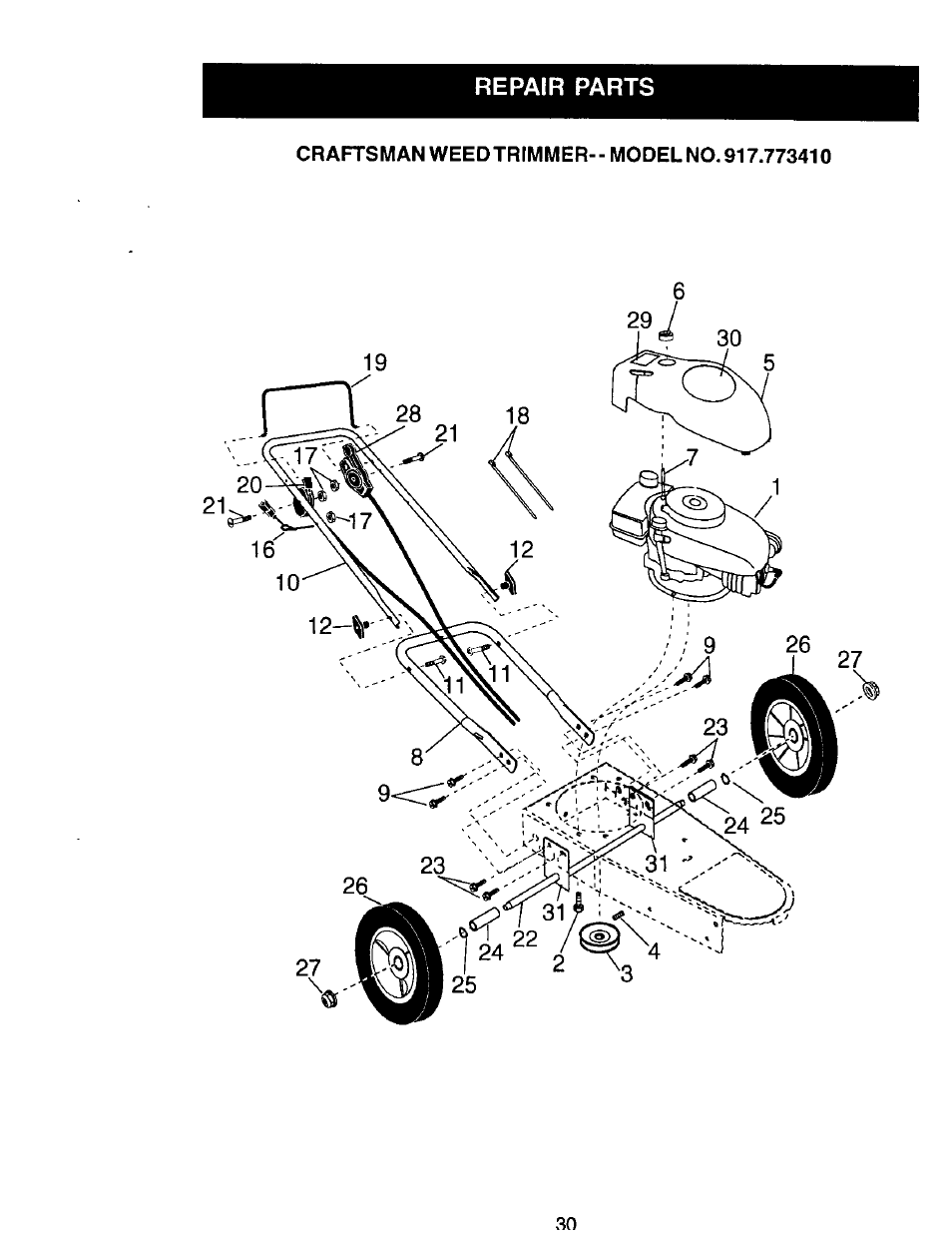 Repair parts | Craftsman 917.77341 User Manual | Page 16 / 26
