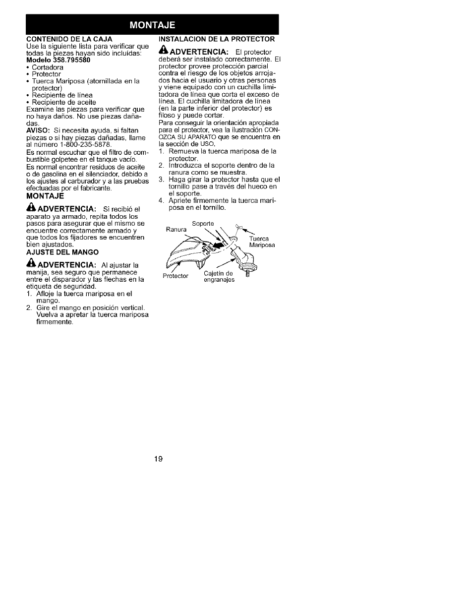 Montaje | Craftsman 358.795580 User Manual | Page 17 / 28