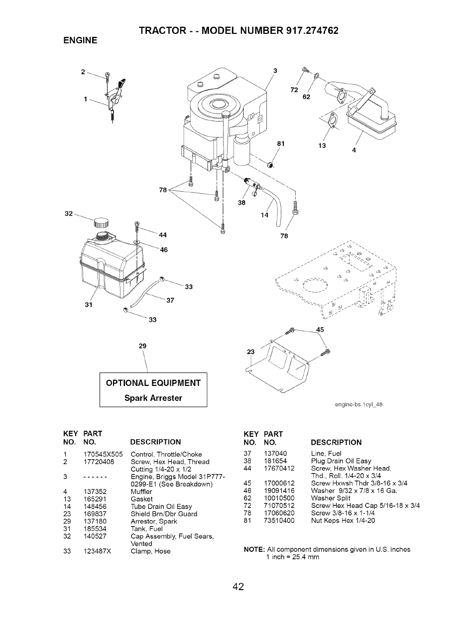 Engine | Craftsman 917.274762 User Manual | Page 42 / 56