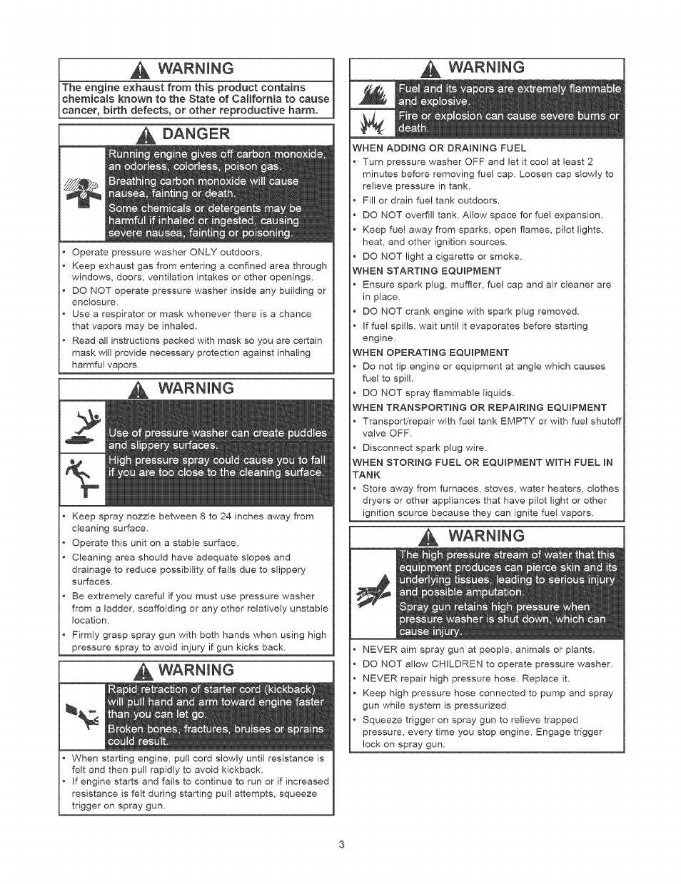 Danger, Warning | Craftsman 580.752310 User Manual | Page 3 / 48