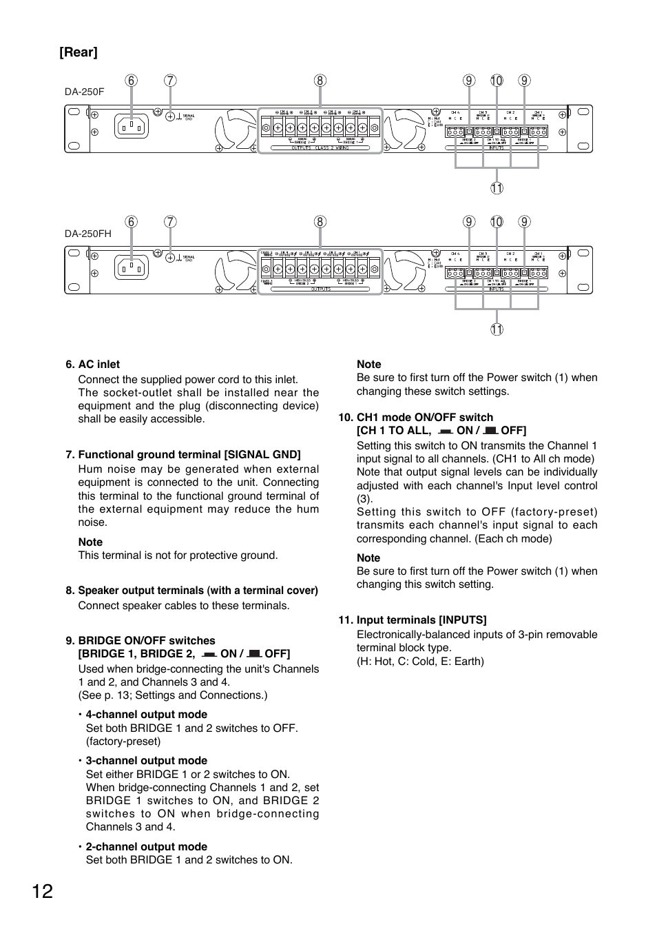 Toa DA-250FH CU User Manual | Page 12 / 24