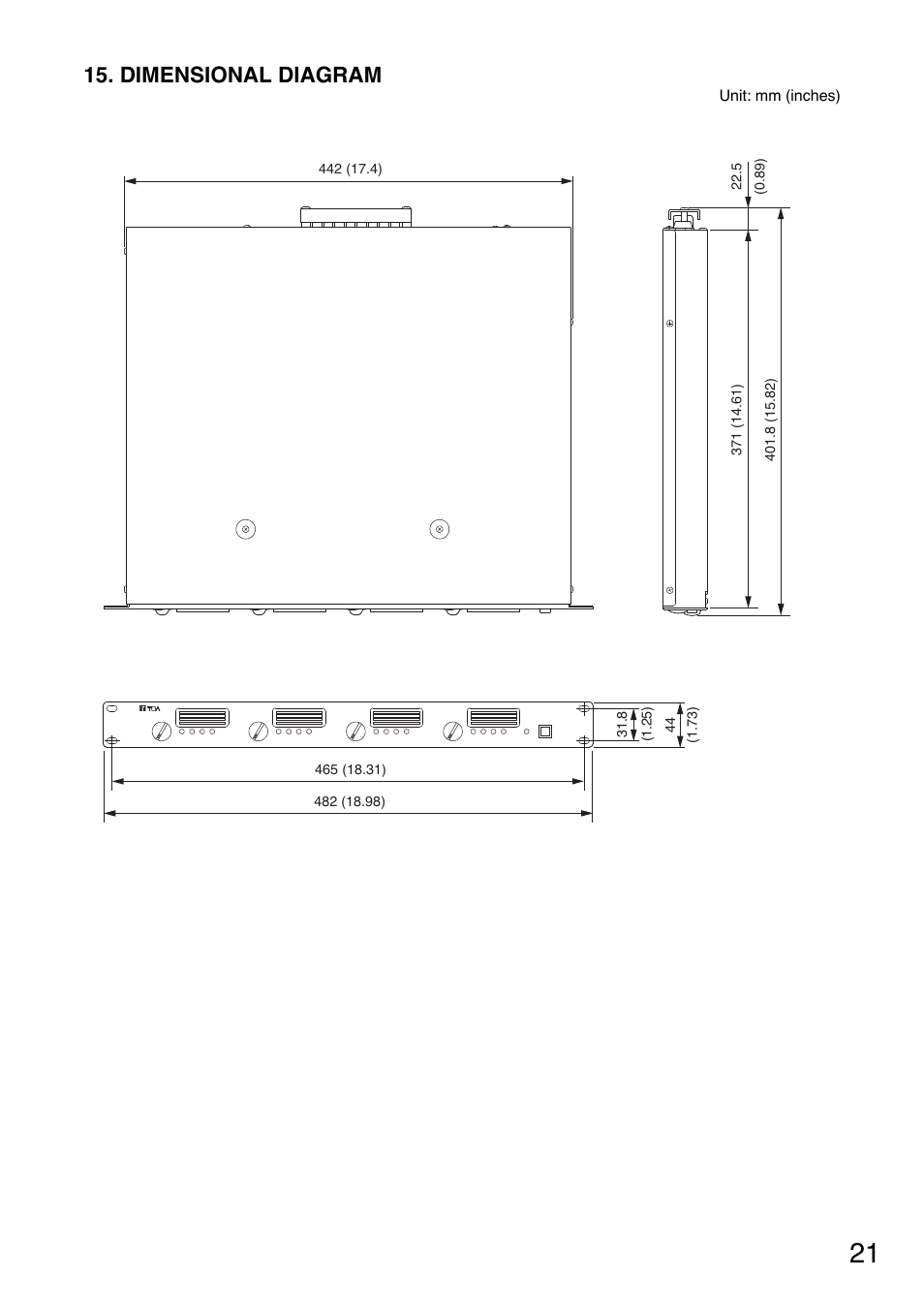 Dimensional diagram | Toa DA-250FH CU User Manual | Page 21 / 24