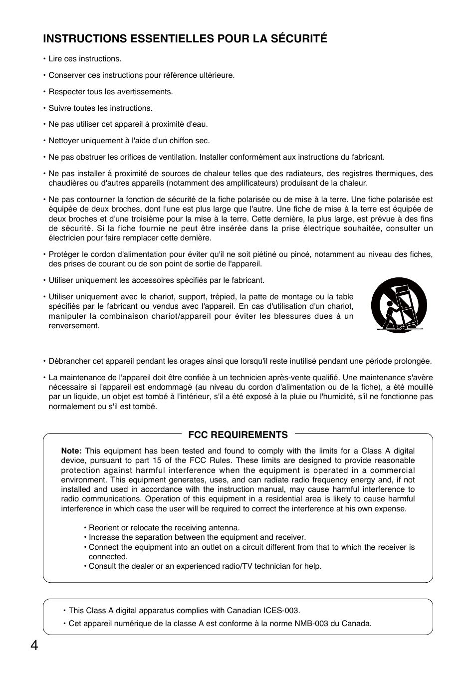 Instructions essentielles pour la sécurité | Toa DA-250FH CU User Manual | Page 4 / 24