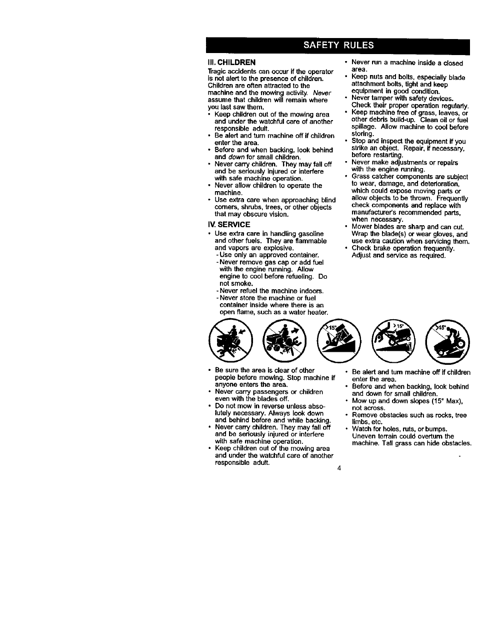 Iii. children, Iv. service, Safety rules | Craftsman 917.272230 User Manual | Page 4 / 64