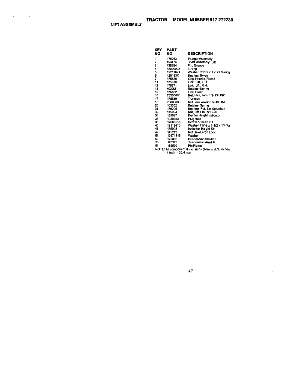 Lift assembly | Craftsman 917.272230 User Manual | Page 47 / 64