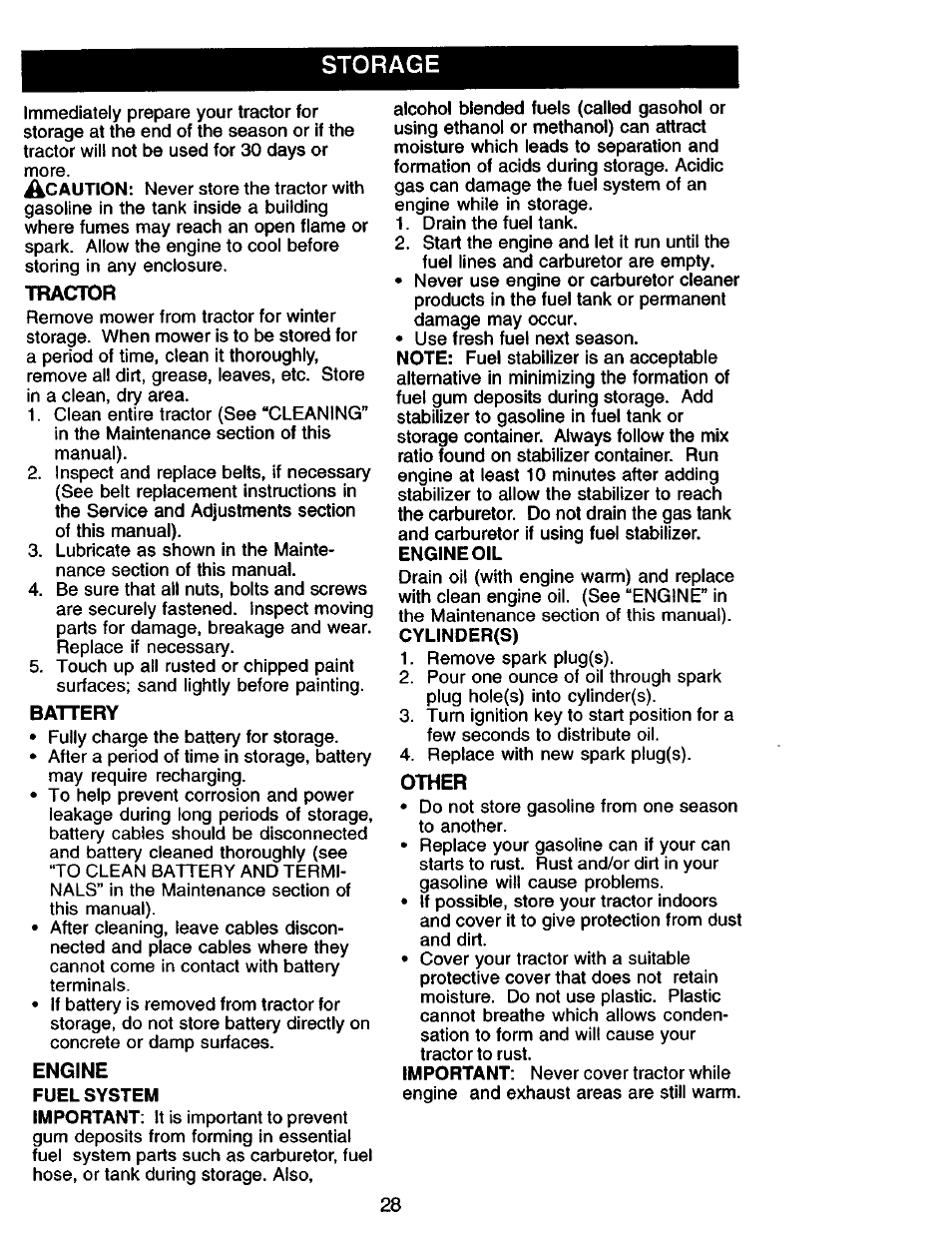 Storage | Craftsman 917.275013 User Manual | Page 28 / 60