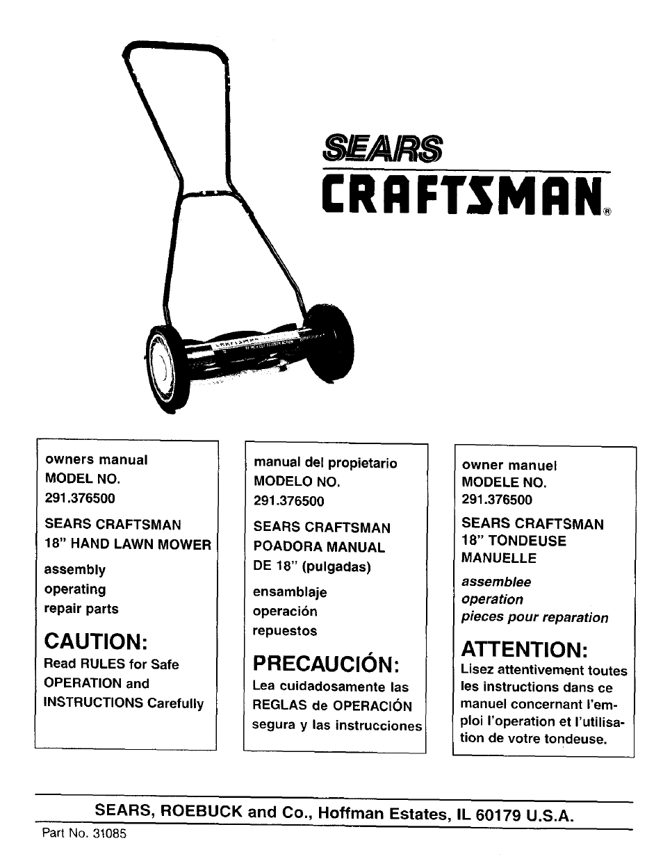 Craftsman 291.376500 User Manual | 7 pages