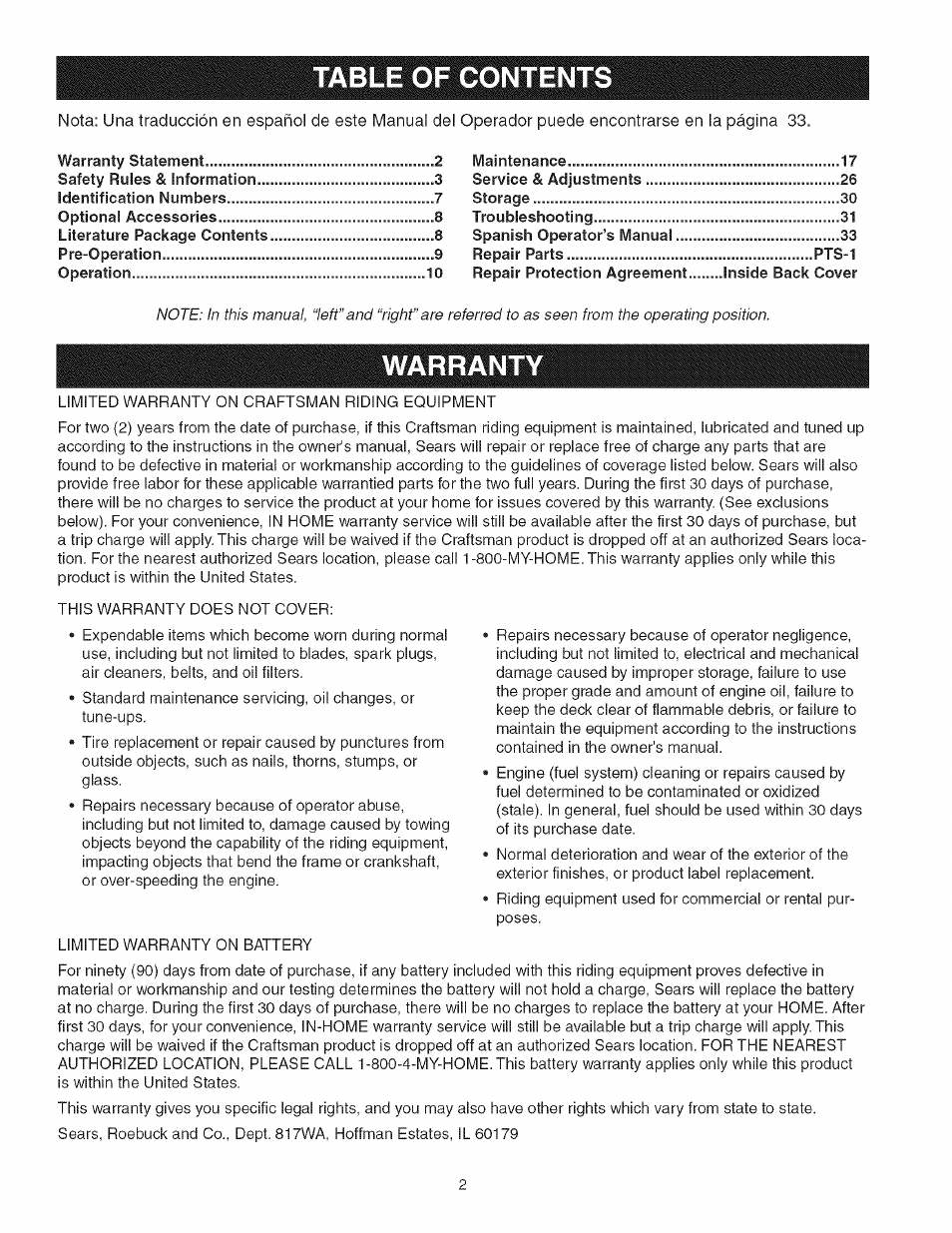 Craftsman 107.277700 User Manual | Page 2 / 100