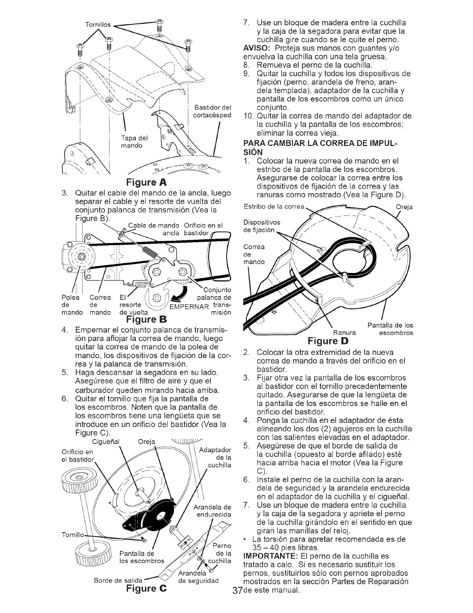 Figure a, Figure b, Figure | Figure d | Craftsman 917.377120 User Manual | Page 37 / 56