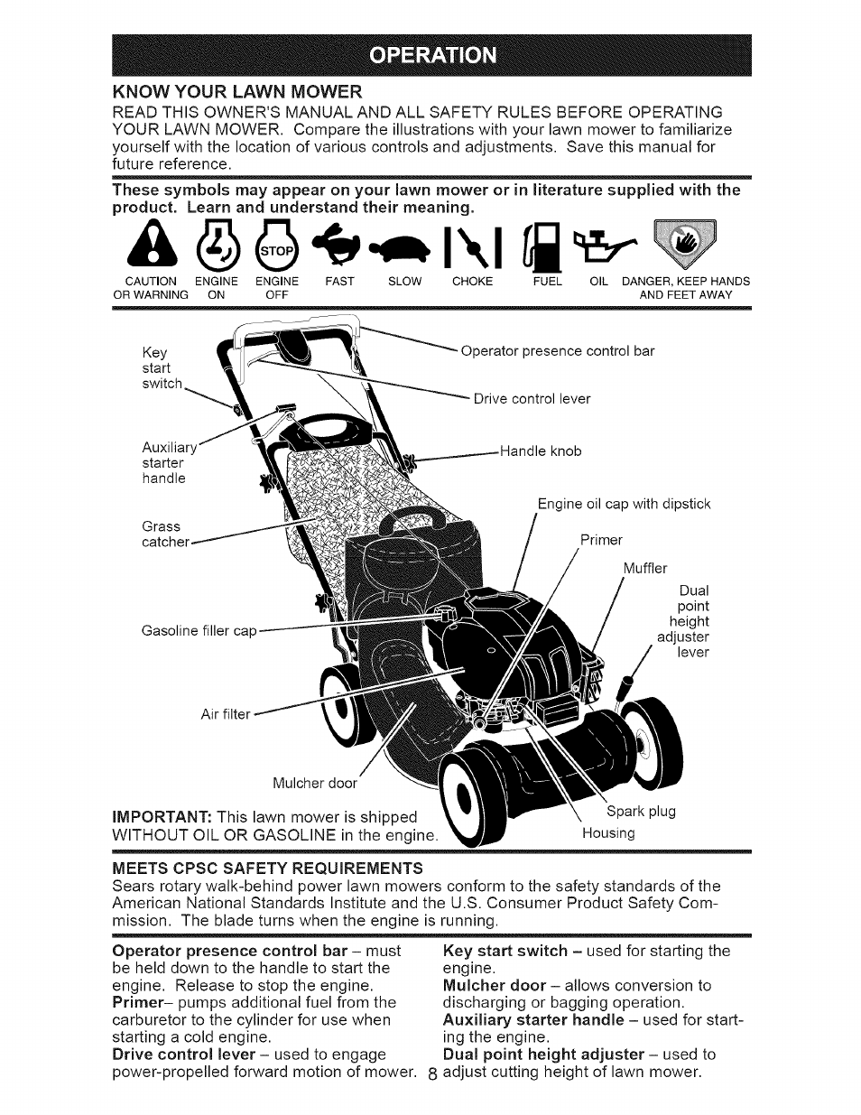 Opération, Meets cpsc safety requirements, Operation -12 | A © ô | Craftsman 917.377120 User Manual | Page 8 / 56