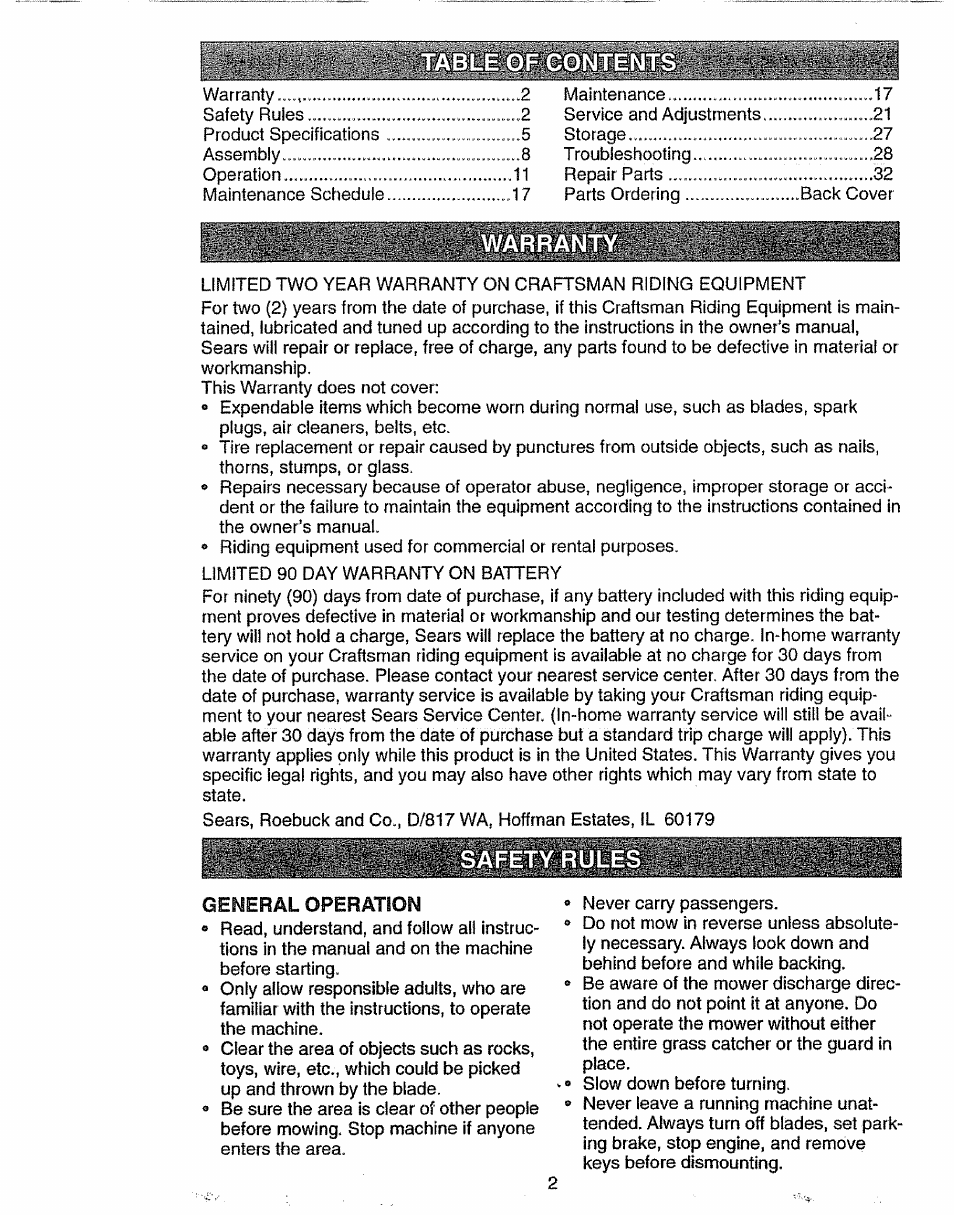 General operation, Fisiils | Craftsman 917.270631 User Manual | Page 2 / 60