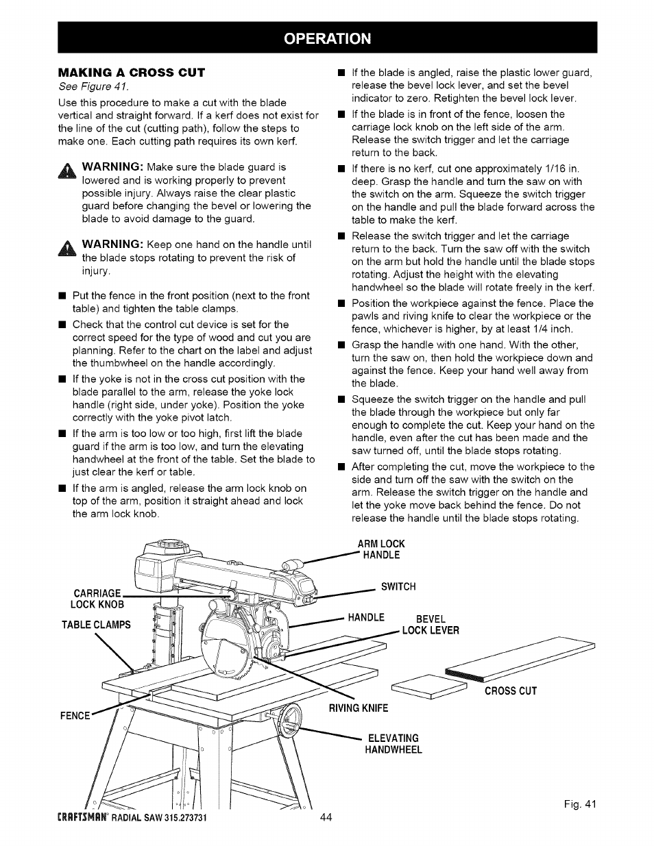 Craftsman 315.273731 User Manual | Page 44 / 80
