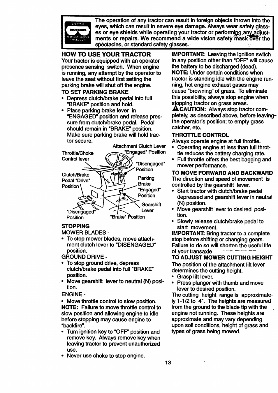How to use your tractor | Craftsman 917.270512 User Manual | Page 13 / 60