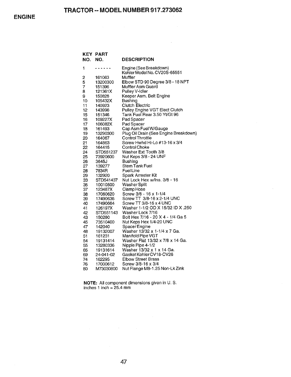 Engine | Craftsman 917.273062 User Manual | Page 47 / 68