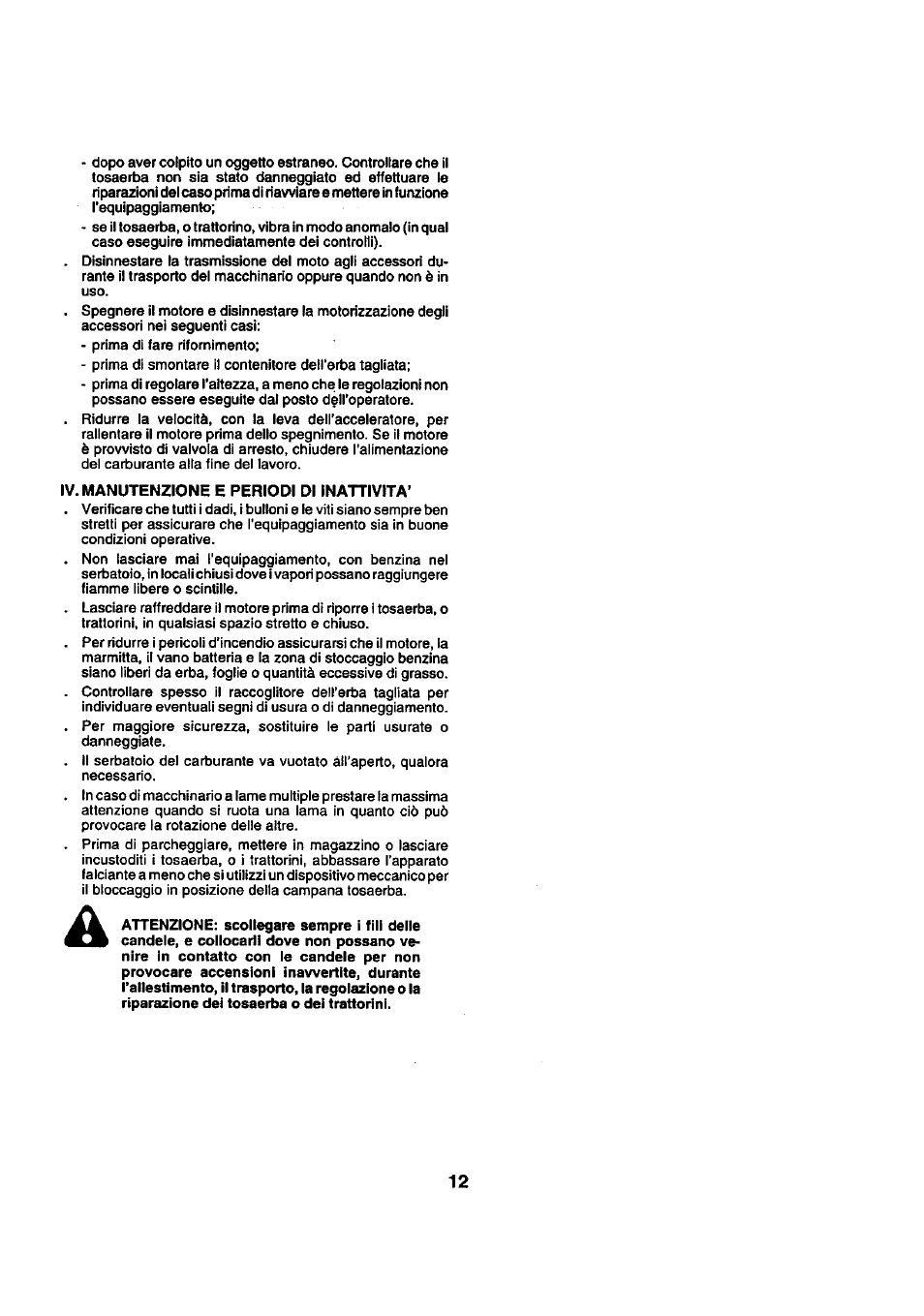 Iv. manutenzione e periodi di inattività | Craftsman 25949 User Manual | Page 12 / 68
