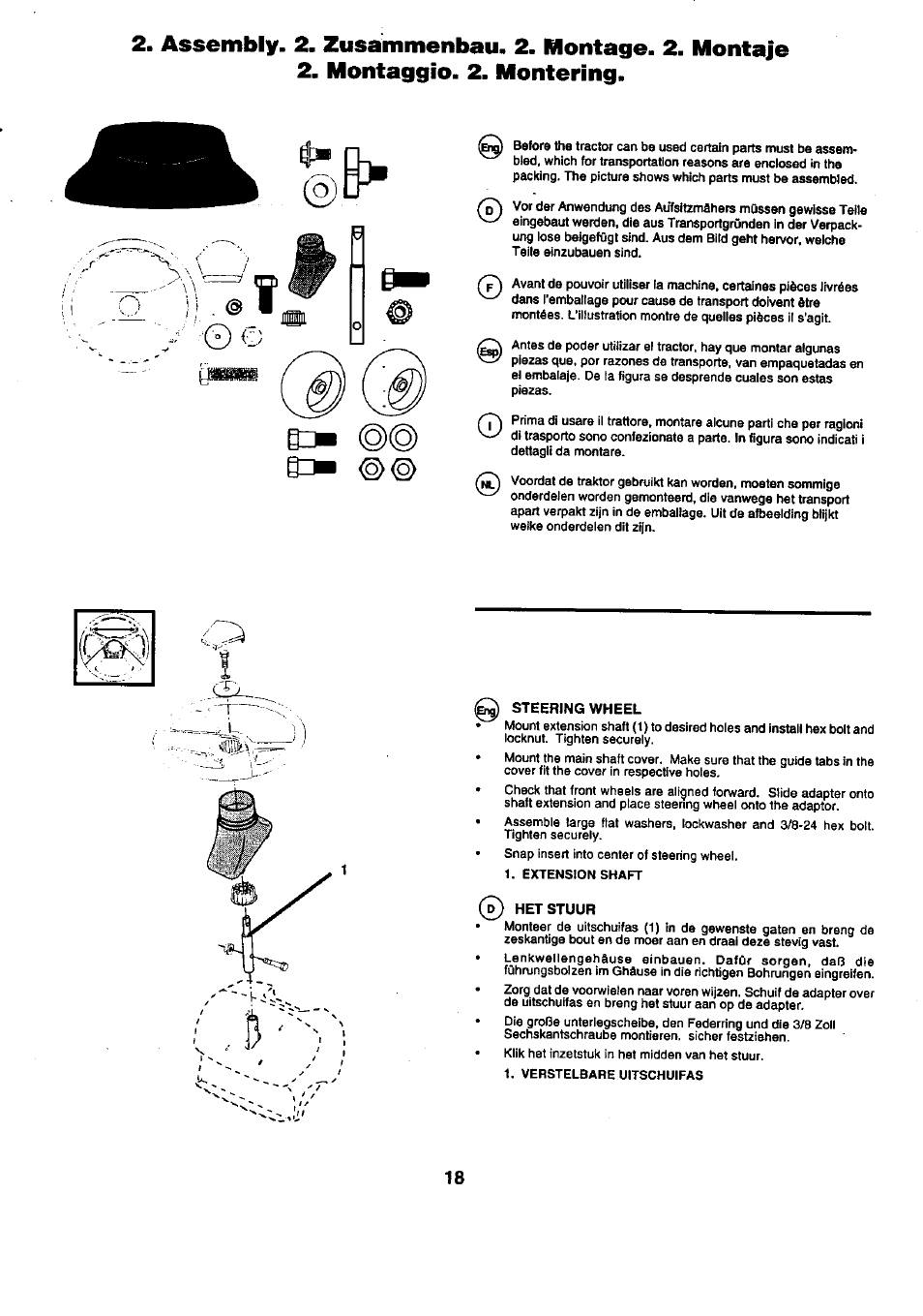 Steering wheel, D) hetstuur | Craftsman 25949 User Manual | Page 18 / 68