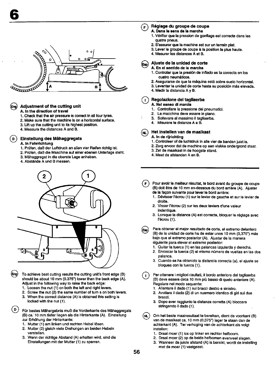 Einstellung des mähaggregats | Craftsman 25949 User Manual | Page 56 / 68