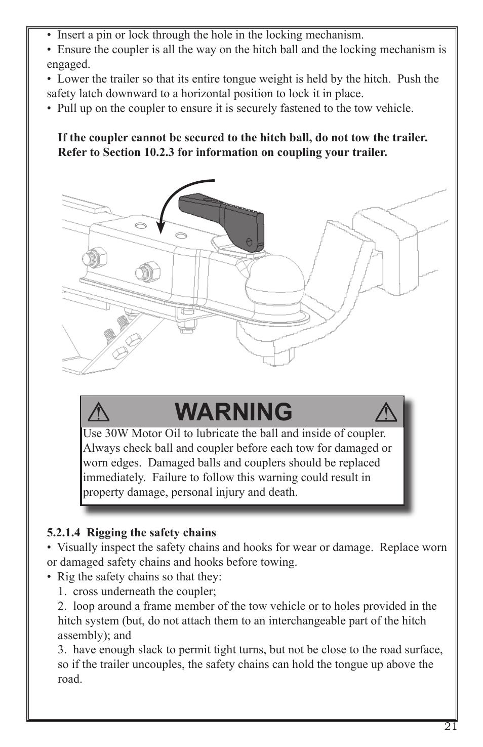 Warning | Craftsman 0220 User Manual | Page 21 / 56