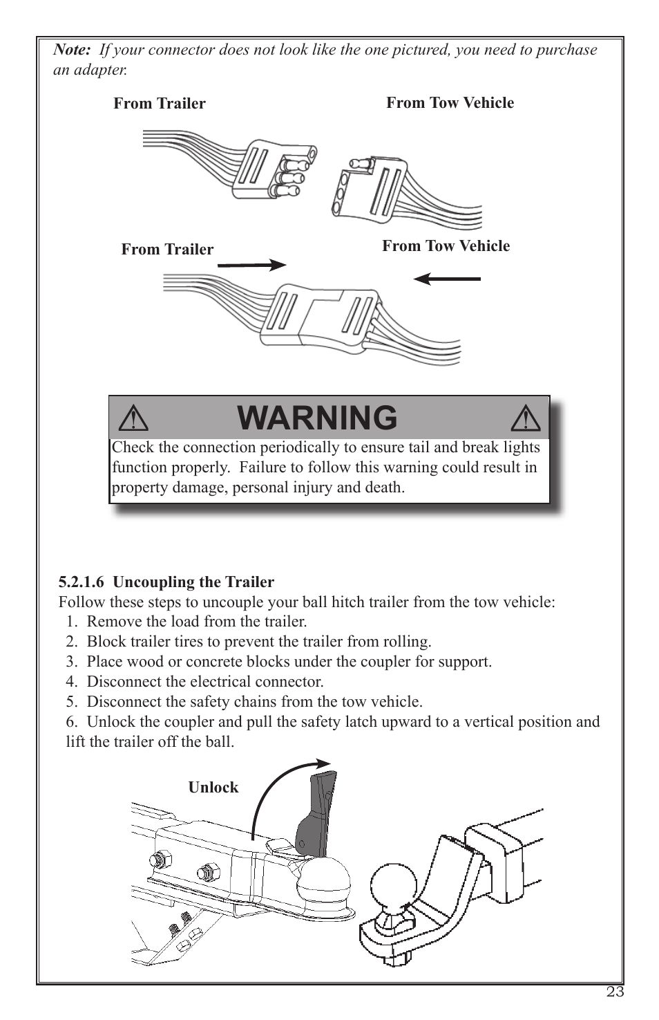 Warning | Craftsman 0220 User Manual | Page 23 / 56