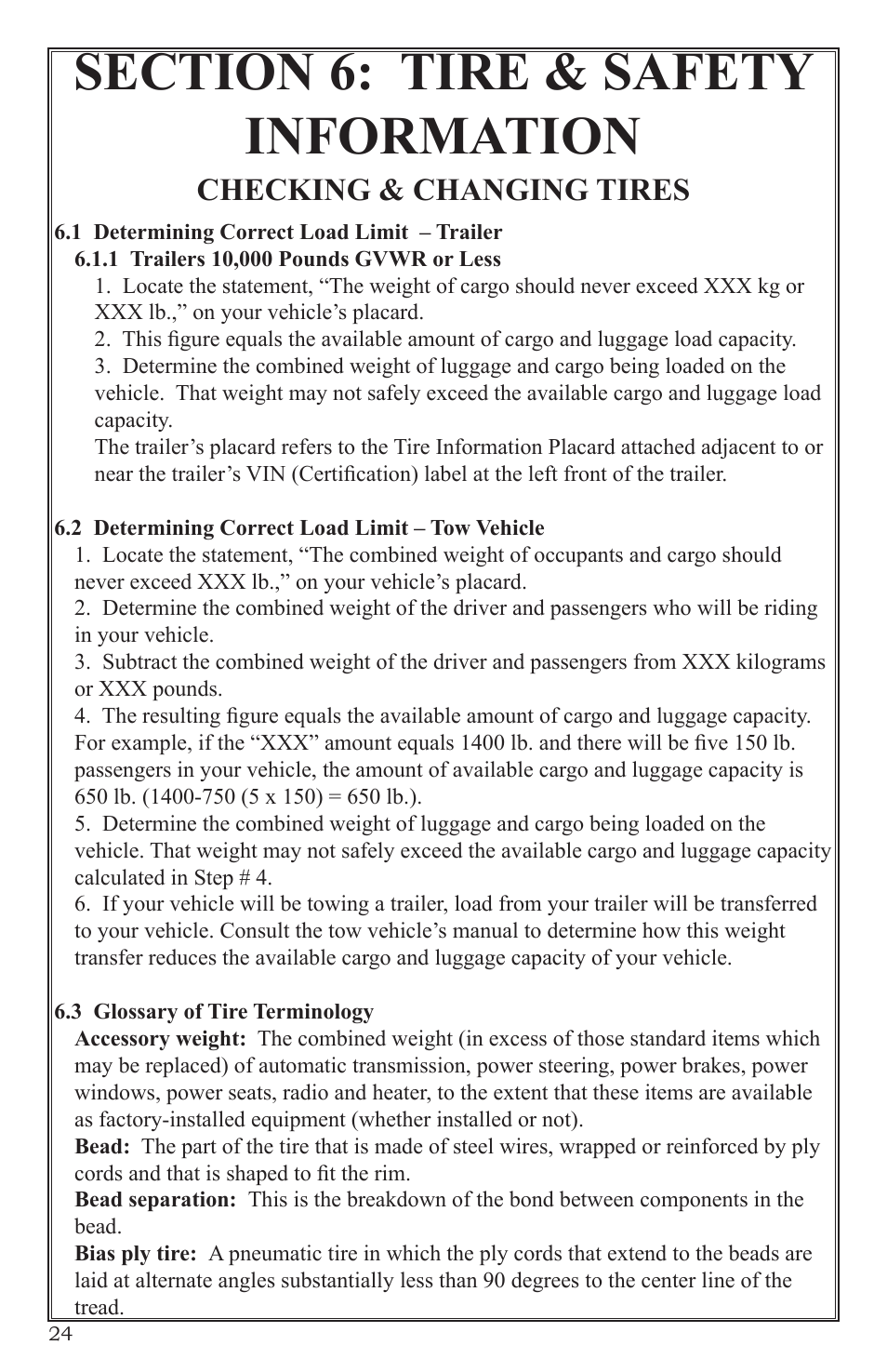 Checking & changing tires | Craftsman 0220 User Manual | Page 24 / 56