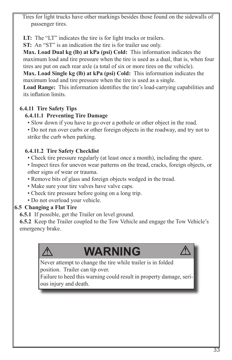 Warning | Craftsman 0220 User Manual | Page 33 / 56