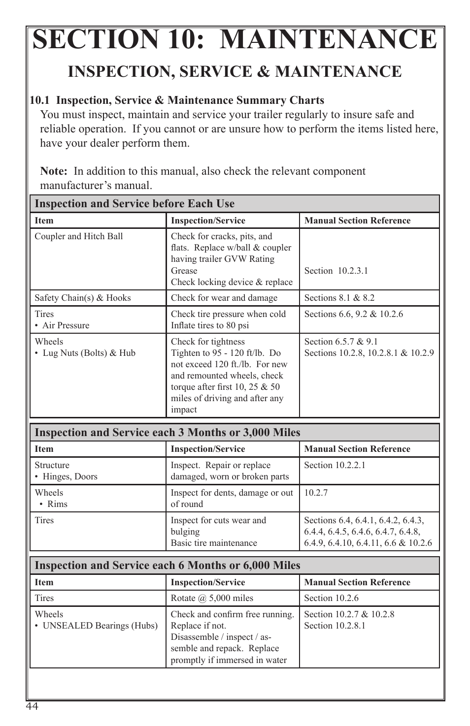 Inspection, service & maintenance | Craftsman 0220 User Manual | Page 44 / 56