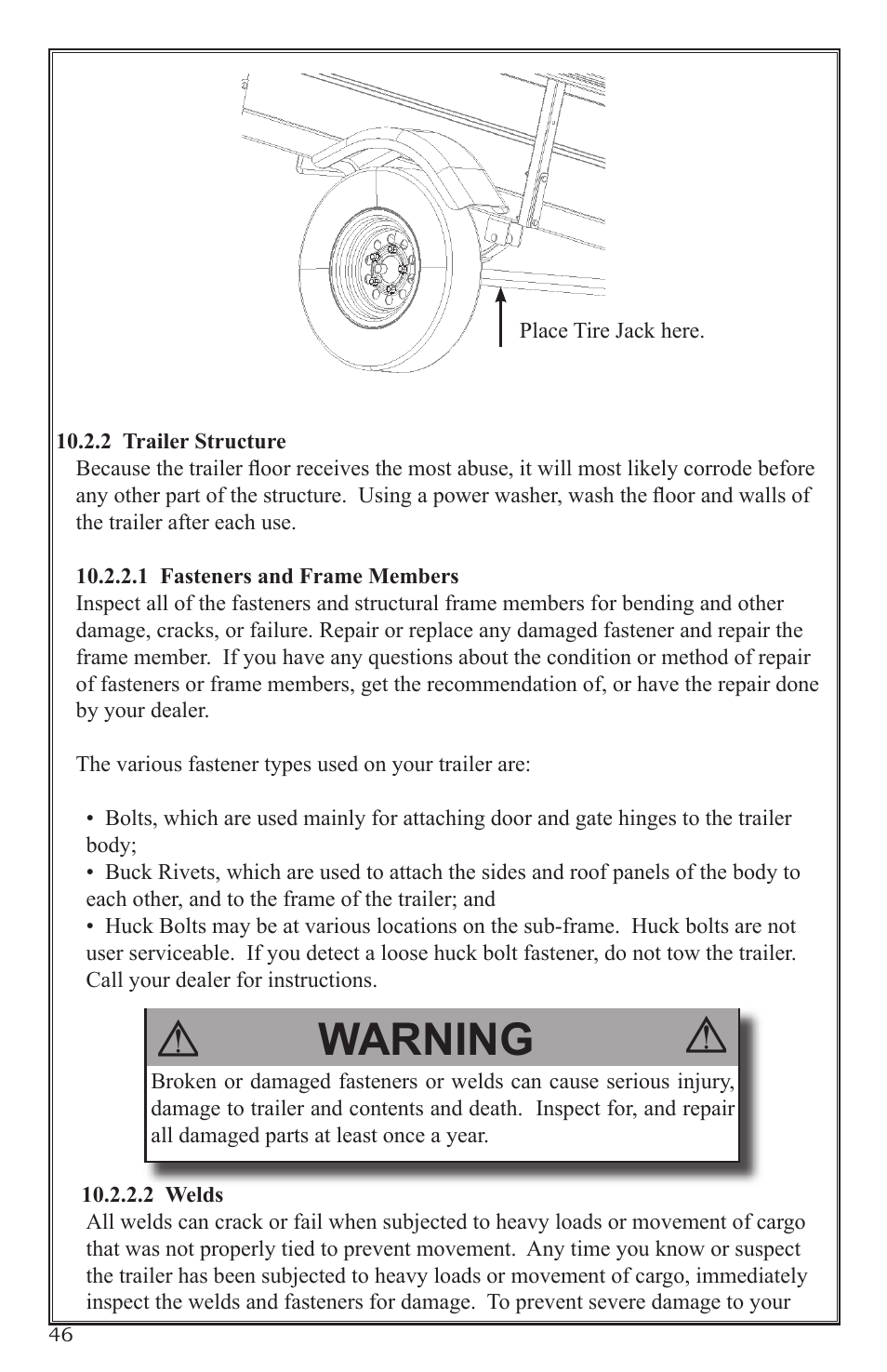 Warning | Craftsman 0220 User Manual | Page 46 / 56