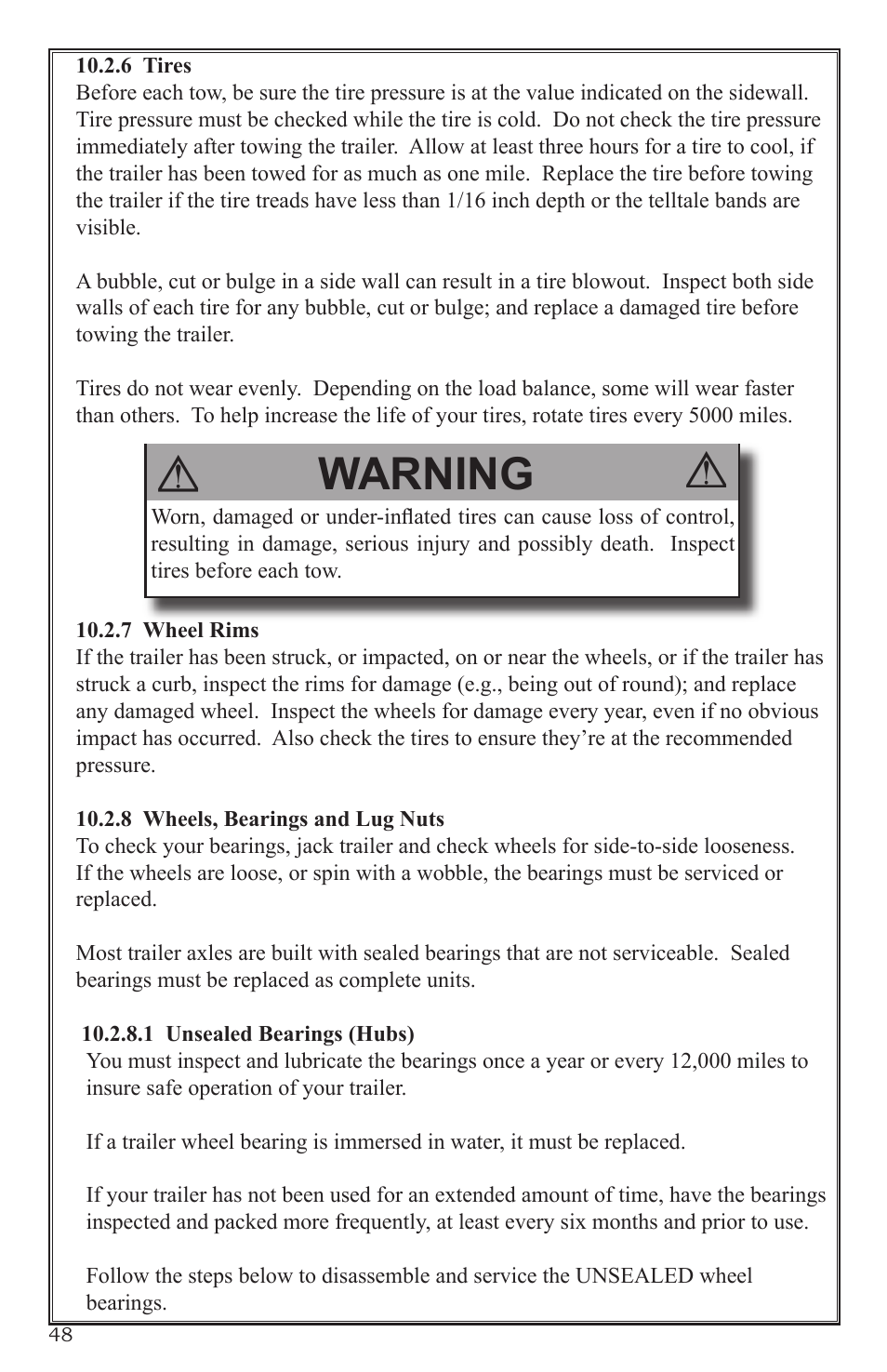 Warning | Craftsman 0220 User Manual | Page 48 / 56