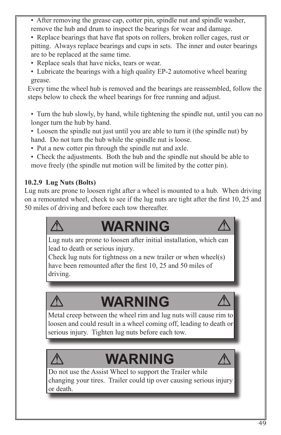 Warning | Craftsman 0220 User Manual | Page 49 / 56