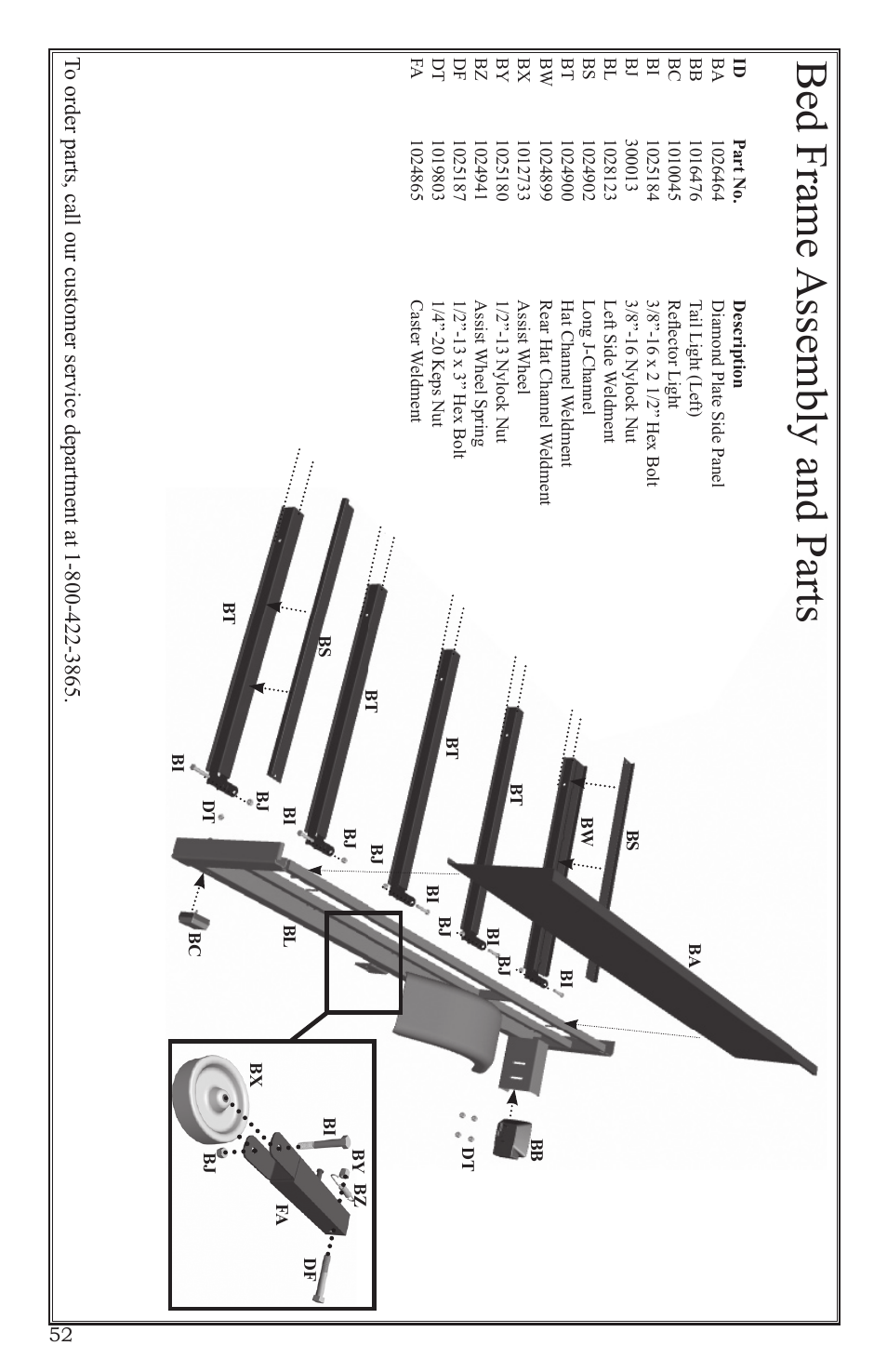 Bed frame assembly and parts | Craftsman 0220 User Manual | Page 52 / 56