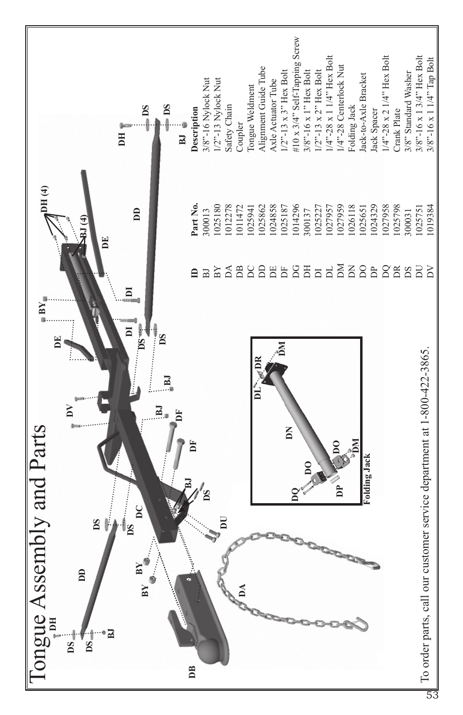 Tongue assembly and parts | Craftsman 0220 User Manual | Page 53 / 56