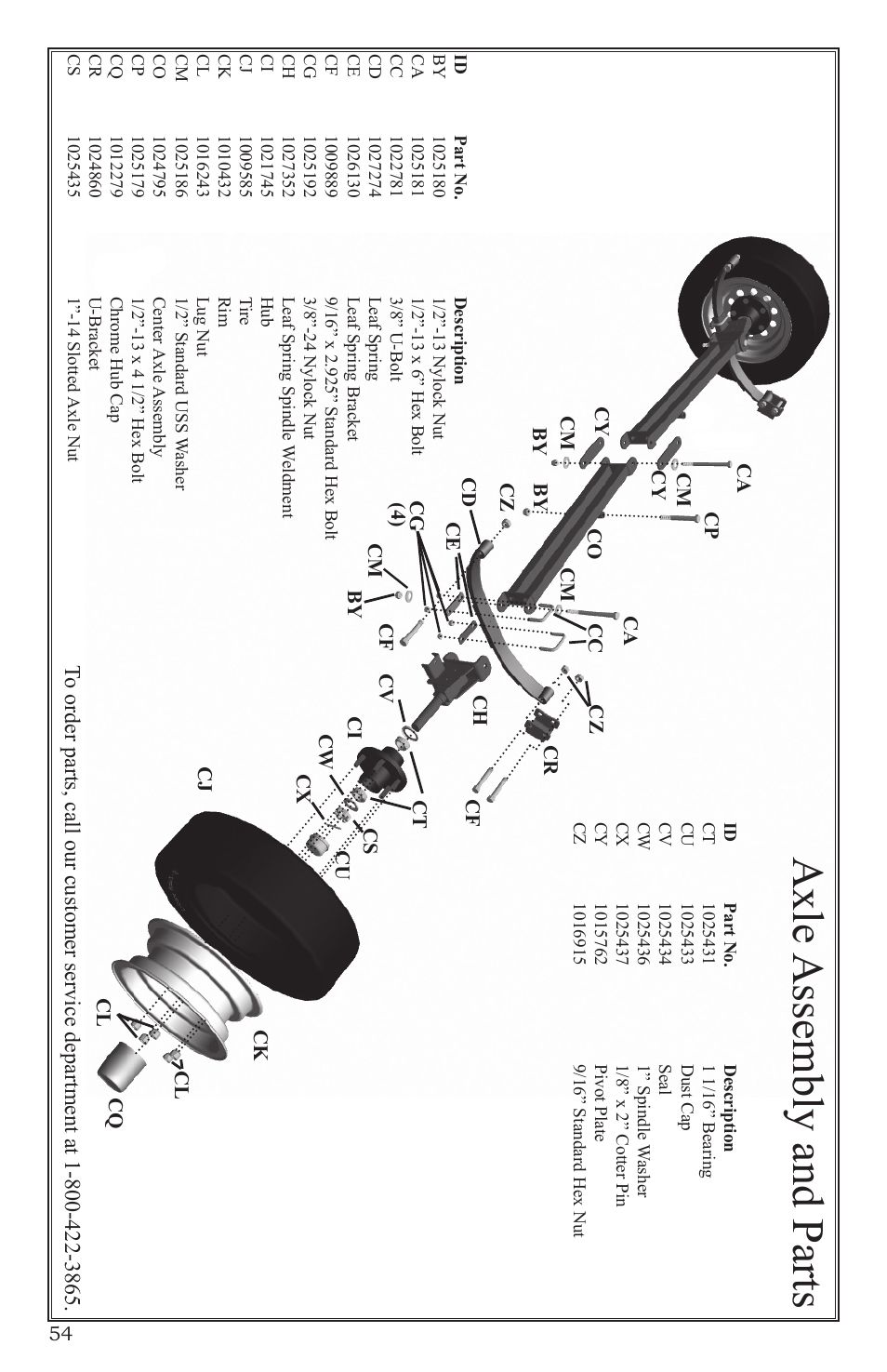 Axle assembly and parts | Craftsman 0220 User Manual | Page 54 / 56